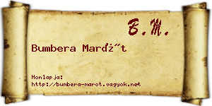 Bumbera Marót névjegykártya